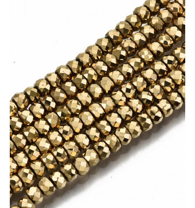 3.5x2.5mm - chapelet hématite synthétique dorée à l'or fin