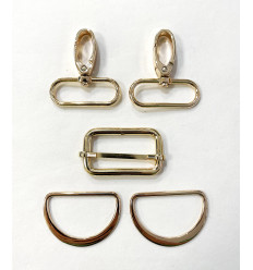 40mm - Kit attache banane - mousquetons+étrier+boucles demi-lune