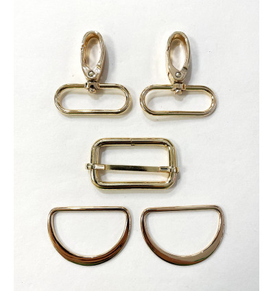 40mm - Kit attache banane - mousquetons+étrier+boucles demi-lune