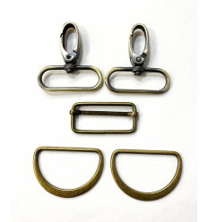 40mm - Kit attache banane - mousquetons+étrier+boucles demi-lune