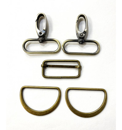40mm - Kit attache banane - mousquetons+étrier+boucles demi-lune