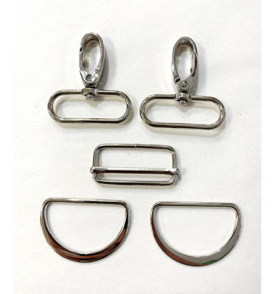 40mm - Kit attache banane - mousquetons+étrier+boucles demi-lune