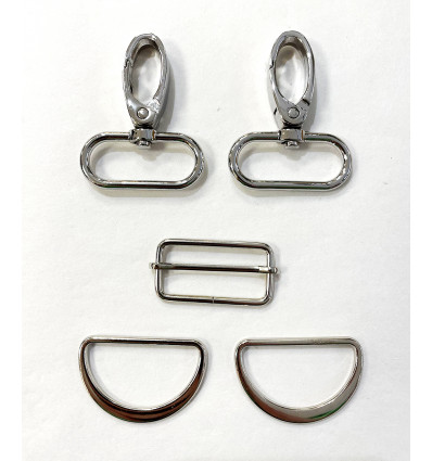 30mm - Kit attache banane - mousquetons+étrier+boucles demi-lune
