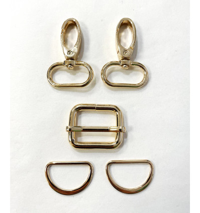 25mm - Kit attache banane - mousquetons+étrier+boucles demi-lune