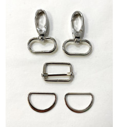 25mm - Kit attache banane - mousquetons+étrier+boucles demi-lune