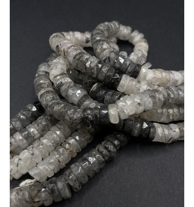 Quartz rutile - Chapelet de heishi à facettes