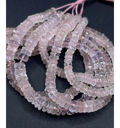 Quartz rose - Chapelet de heishi à facettes