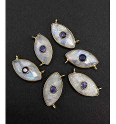 Pierre de lune + lapis lazuli - pendentif troisième oeil