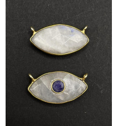 Pierre de lune + lapis lazuli - pendentif troisième oeil