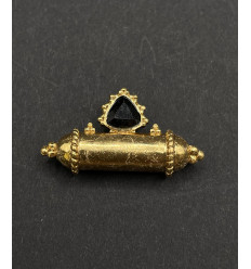 Onyx noir - Pendentif cylindrique Talisman indien