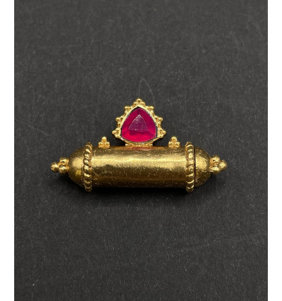 calcédoine rose - Pendentif cylindrique Talisman indien