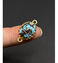 turquoise - connecteur scarabée serti en pierre