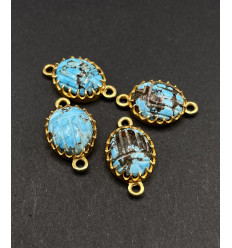 turquoise - connecteur scarabée serti en pierre