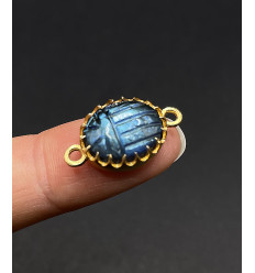 labradorite - connecteur scarabée serti en pierre