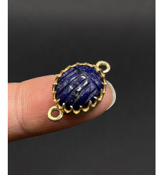 lapis lazuli - connecteur scarabée serti en pierre
