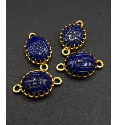 lapis lazuli - connecteur scarabée serti en pierre