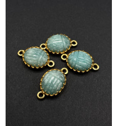 amazonite - connecteur scarabée serti en pierre