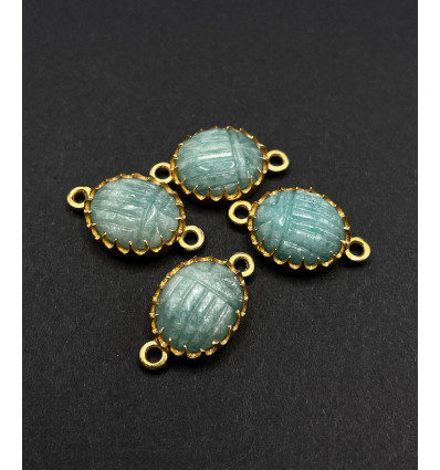 amazonite - connecteur scarabée serti en pierre