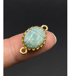 amazonite - connecteur scarabée serti en pierre