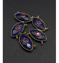 Lapis lazuli + rubis - pendentif troisième oeil