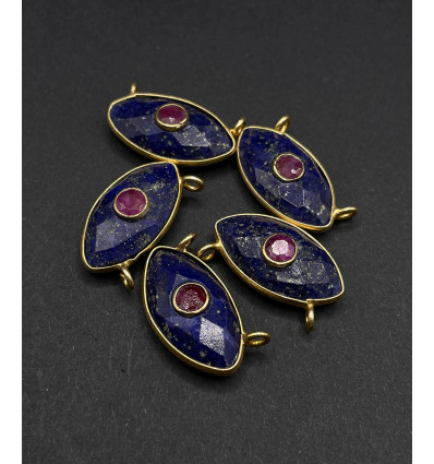 Lapis lazuli + rubis - pendentif troisième oeil