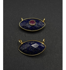 Lapis lazuli + rubis - pendentif troisième oeil
