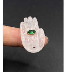 Quartz rose - pendentif main en pierre