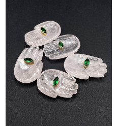 Quartz rose - pendentif main en pierre