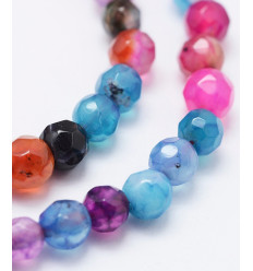 4mm - agate teintée multicolore - Chapelet pierre