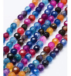 4mm - agate teintée multicolore - Chapelet pierre