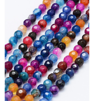 4mm - agate teintée multicolore - Chapelet pierre