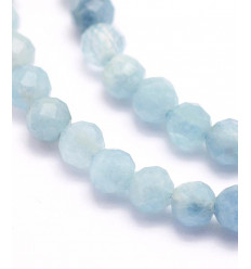 4mm - aigue-marine - Chapelet pierre