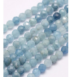 4mm - aigue-marine - Chapelet pierre