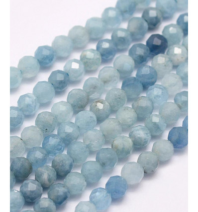4mm - aigue-marine - Chapelet pierre
