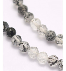 4mm - quartz rutile noir - Chapelet pierre