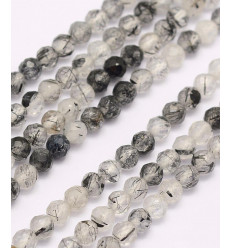 4mm - quartz rutile noir - Chapelet pierre