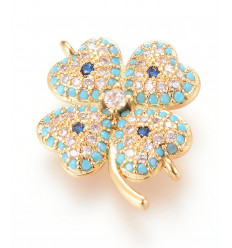 Connecteur trèfle +zircon bleu