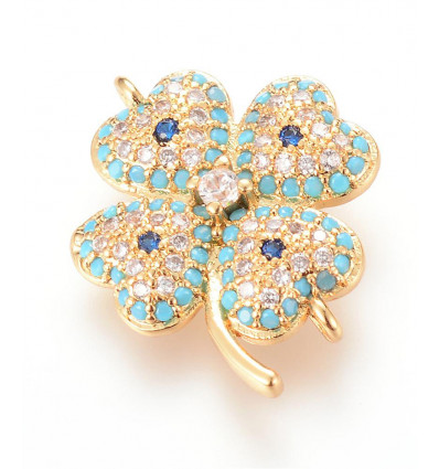 Connecteur trèfle +zircon bleu