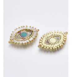 Connecteur gros oeil+zircon multicolore
