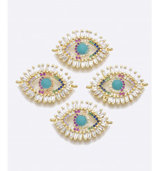 Connecteur gros oeil+zircon multicolore