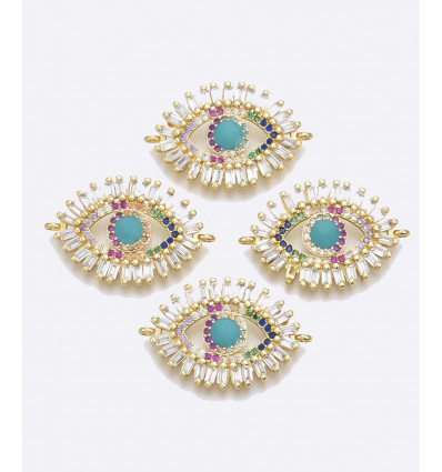 Connecteur gros oeil+zircon multicolore