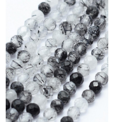 2mm - quartz rutile noir - Chapelet pierre