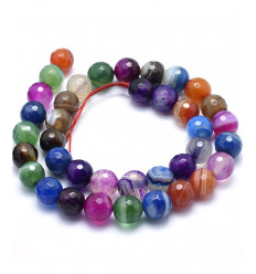 8mm - agate teintée multicolore - Chapelet pierre