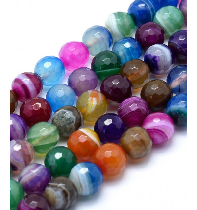 8mm - agate teintée multicolore - Chapelet pierre