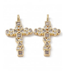 Pendentif grande croix et zircon blanc