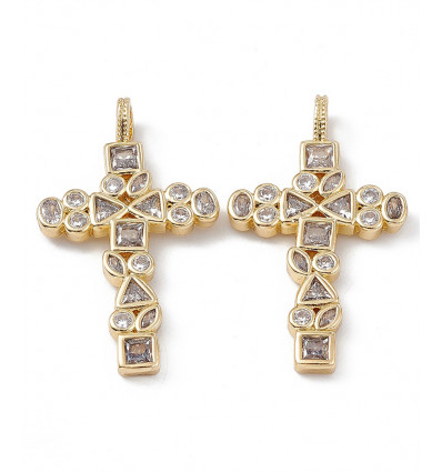 Pendentif grande croix et zircon blanc
