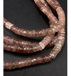 Quartz fraise - Chapelet de heishi à facettes