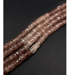 Quartz fraise - Chapelet de heishi à facettes