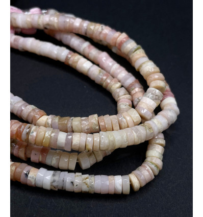 Opale rose - Chapelet de heishi à facettes