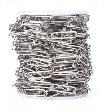 10m - Bobine Chaîne trombone maillons rectangulaires inoxydable